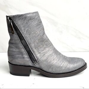 Frye Demi Zip Ankle Boots sz 6 Italian Leather Gray Pewter